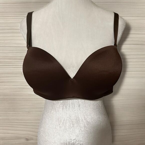 Cacique Brown Full Figure Underwire Plunge Push‎ Up Bra 40C - Picture 1 of 12